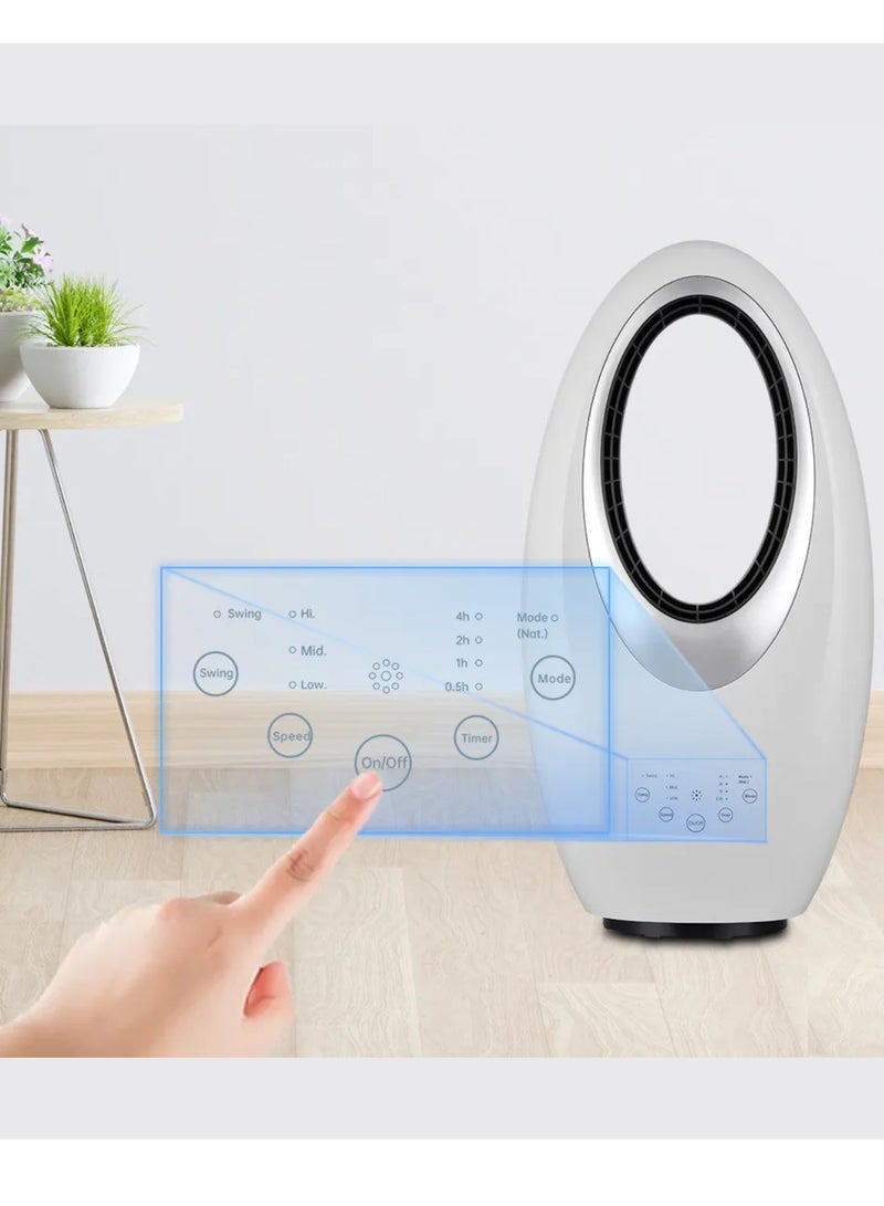 توبي مروحة طاولة بدون شفرات مع 4 مصابيح LED ليلية وبطارية قابلة لإعادة الشحن و3 سرعات وتحكم باللمس ومروحة مكتب محمولة ومروحة برجية مع جهاز تحكم عن بعد ومروحة تبريد مع تحكم باللمس ومروحة أرضية TB-960 - Image 3