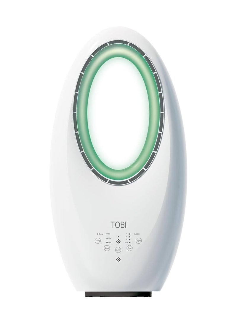 توبي مروحة طاولة بدون شفرات مع 4 مصابيح LED ليلية وبطارية قابلة لإعادة الشحن و3 سرعات وتحكم باللمس ومروحة مكتب محمولة ومروحة برجية مع جهاز تحكم عن بعد ومروحة تبريد مع تحكم باللمس ومروحة أرضية TB-960 - Image 2