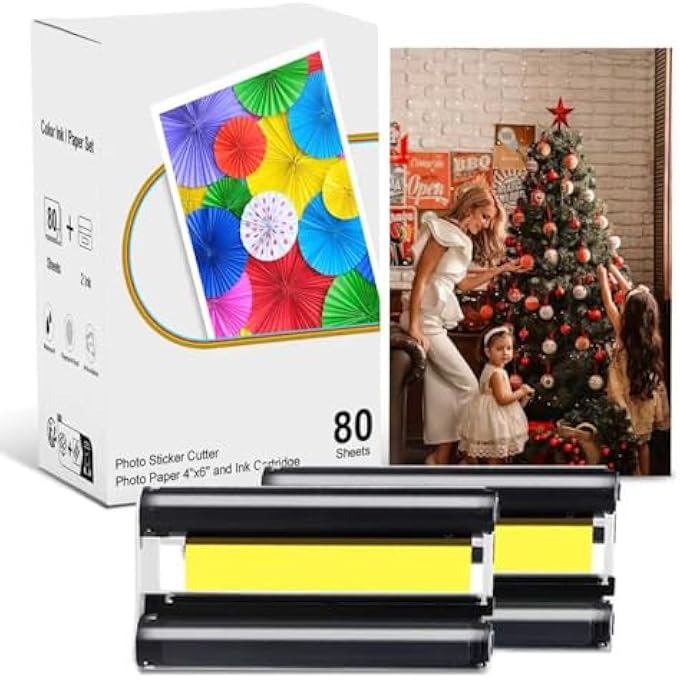 COMPATIBLE M100/M200 4X6" PHOTO PRINTER 80 SHEETS PHOTO PAPER & 2 INK CARTRIDGES REFILL,ONLY FOR DHP512/DHP513 PRINTER, WATERPROOF/ANTIOXIDANT/NO FADING, FOR FRAMING & MEMORIES - Image 2