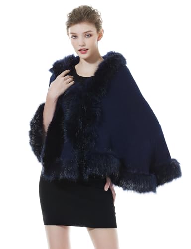 BEAUTELICATE Faux Fur Shawl Wrap Stole Shrug Bridal Winter Wedding with Hook