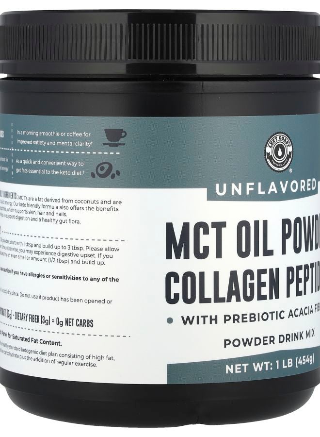 Left Coast Performance MCT Oil Powder Collagen Peptides with Prebiotic Acacia Fiber Unflavored 1 lb (454 g) - Image 2