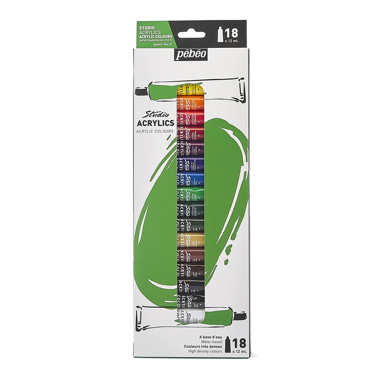 PEBEO High Viscosity Studio Acrylics - New Set of 18 Colours in 12 ML Tubes - Image 1