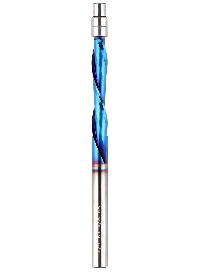 EANOSIC Downcut Spiral Flush Trim Router Bit, 1/4 Inch Shank Solid Carbide Flush Trim Router Bits Spiral with Nano Coated by EANOSIC (1/4" Shank Down-Cut) - Image 1