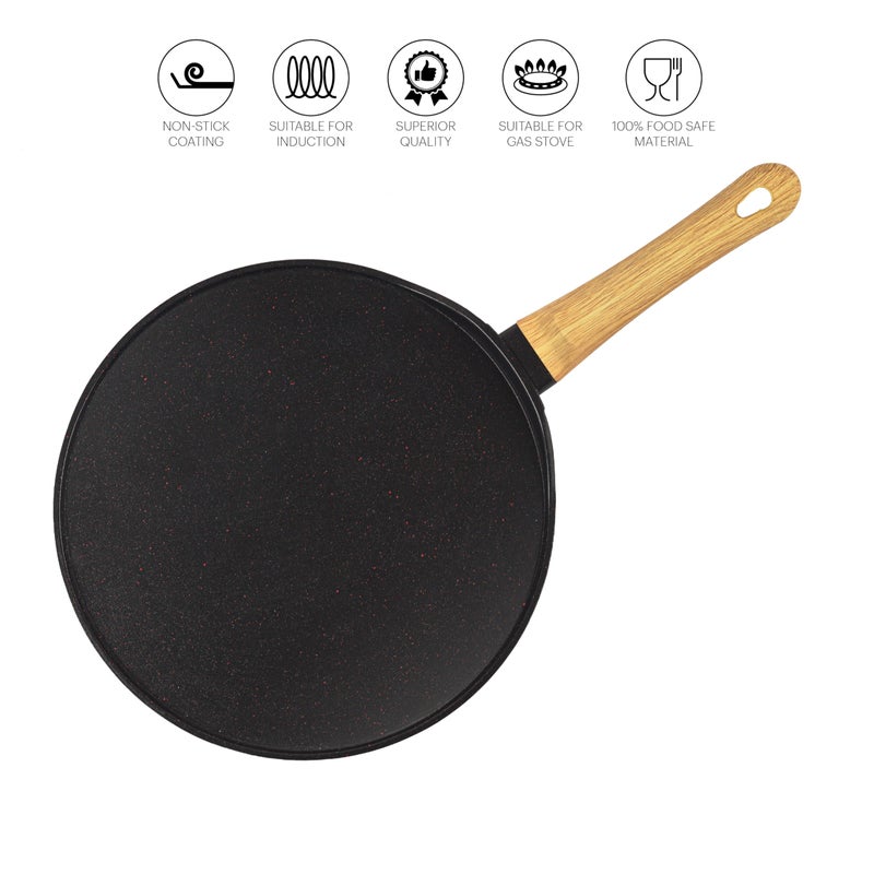 CELLO Castello Die Cast Induction Aluminium Flat Tawa 28 Cm, 4 mm Thickness | Induction Base Dosa Tawa | Scratch Resistant | Dishwasher Safe | Black - Image 3