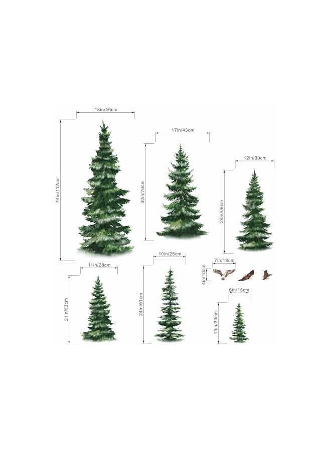S-TOP Pine Tree Wall Stickers for Bedroom: Peel and Stick Large Christmas Tree Leaves Woodland Forest Wall Decals - Baby Kids Classroom Nursery Living Room Office Bathroom - Image 2