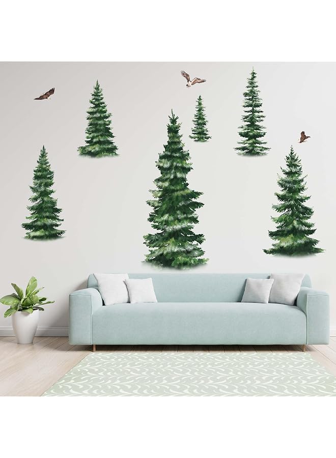 S-TOP Pine Tree Wall Stickers for Bedroom: Peel and Stick Large Christmas Tree Leaves Woodland Forest Wall Decals - Baby Kids Classroom Nursery Living Room Office Bathroom - Image 1