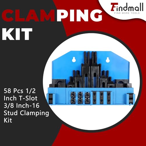 findmall 58 Pcs Pro-Series 1/2 Inch T-Slot 3/8 Inch-16 Stud Clamping Kit Fit for Bridgeport Mill - Image 2