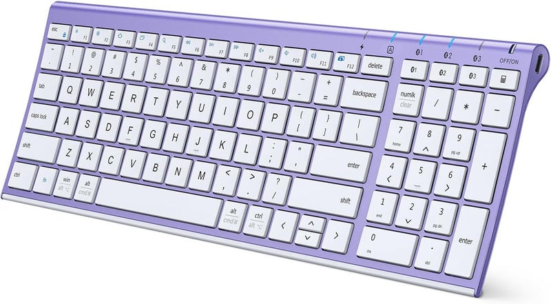 iClever BK10 Bluetooth Keyboard Quiet Typing Multi-Device USB-C Rechargeable – Slim Wireless Keyboard for Mac Windows iPad Office - Image 1