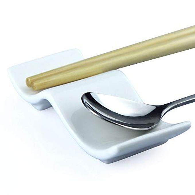 Woonsoon Ceramic Chopsticks Rest Rack Set of 12pcs,Chinese Style Dinner Spoon Stand Knife Fork Holder Porcelain Chopsticks Stand - Image 4
