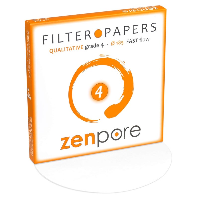 zenpore Store Filter Paper 18.5 cm Lab Qualitative Filter Paper for Chemistry, Standard Qualitative Grade 4-Fast Flow 185 mm(100 Discs) - Image 1
