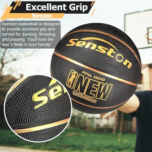 Senston Size 7 Basketball for Indoor & Outdoor Play | All-Weather PU Leather with Dust-Proof Grip | Official Game Ball for Men & Youth | Includes Air Pump & Needle - Image 4