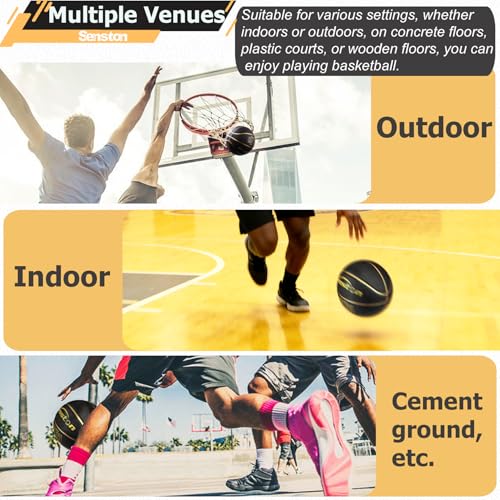 Senston Size 7 Basketball for Indoor & Outdoor Play | All-Weather PU Leather with Dust-Proof Grip | Official Game Ball for Men & Youth | Includes Air Pump & Needle - Image 5