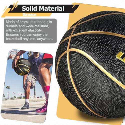 Senston Size 7 Basketball for Indoor & Outdoor Play | All-Weather PU Leather with Dust-Proof Grip | Official Game Ball for Men & Youth | Includes Air Pump & Needle - Image 3