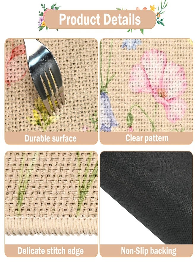 PCSWEET HOME مجموعة سجاد مطبخ ربيعي صيفي من PCSWEET HOME، مكونة من 3 قطع، بتصميم اليعسوب والفراشات، مناسبة للأرضيات، مانعة للانزلاق، ذات وبر منخفض، قابلة للغسل، مقاسات 17×29+17×47+17×59 - Image 5