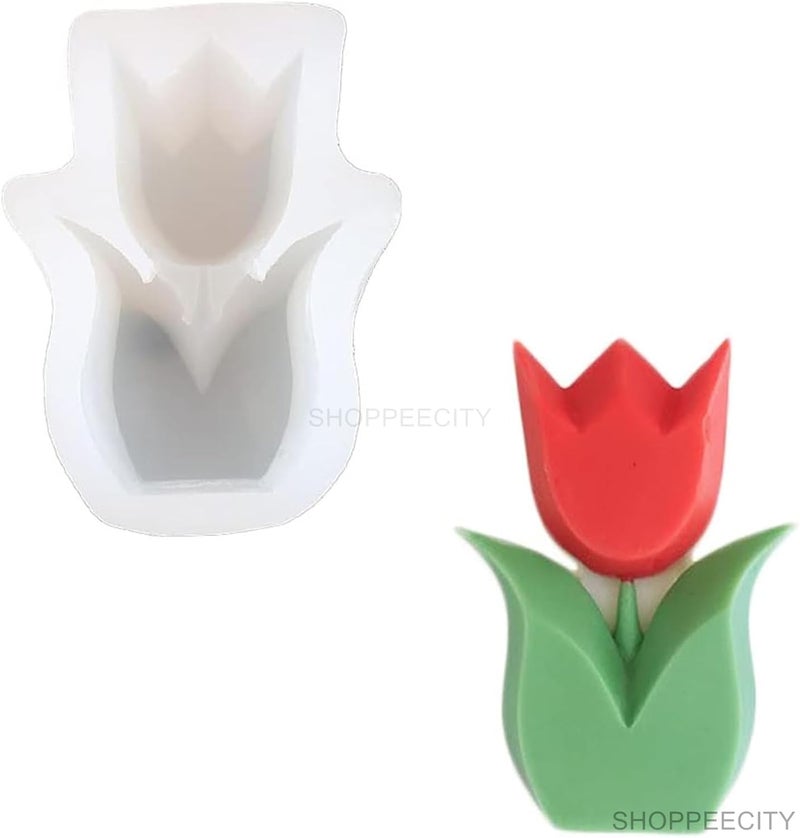 Shoppeecity Flower Silicone Candle Mould 3D Tulip Flower Candle Silicone Mold I Candle Casting Molds for DIY Handmade Chocolate Cake Dcor Aromatherapy Soap Polymer Clay Resin Art Craft Making - Image 5