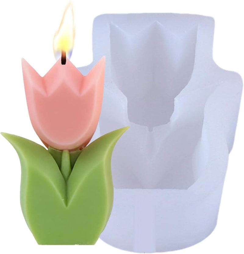Shoppeecity Flower Silicone Candle Mould 3D Tulip Flower Candle Silicone Mold I Candle Casting Molds for DIY Handmade Chocolate Cake Dcor Aromatherapy Soap Polymer Clay Resin Art Craft Making - Image 1