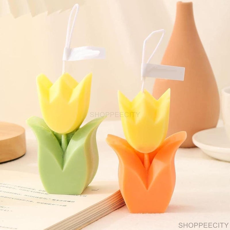 Shoppeecity Flower Silicone Candle Mould 3D Tulip Flower Candle Silicone Mold I Candle Casting Molds for DIY Handmade Chocolate Cake Dcor Aromatherapy Soap Polymer Clay Resin Art Craft Making - Image 2