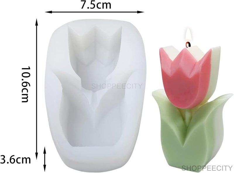 Shoppeecity Flower Silicone Candle Mould 3D Tulip Flower Candle Silicone Mold I Candle Casting Molds for DIY Handmade Chocolate Cake Dcor Aromatherapy Soap Polymer Clay Resin Art Craft Making - Image 4