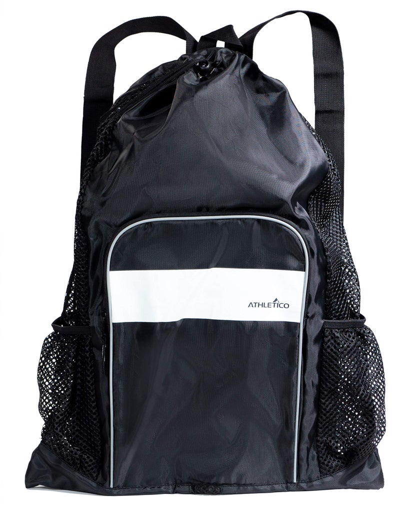 Athletico Mesh Swim Bag - Mesh Pool Bag With Wet & Dry Compartments for Swimming, the Beach, Camping and More (Black) - Image 1