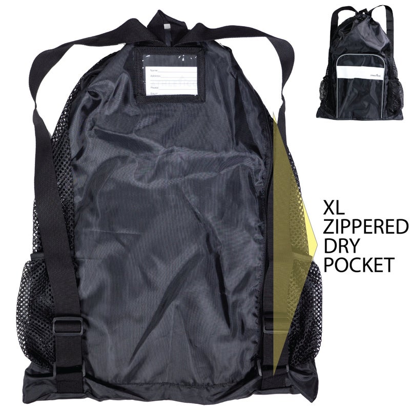 Athletico Mesh Swim Bag - Mesh Pool Bag With Wet & Dry Compartments for Swimming, the Beach, Camping and More (Black) - Image 4
