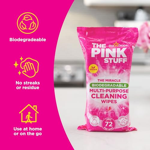 Stardrops The Pink Stuff Miracle Multi-Purpose Cleaning Wipes – 216 Count – Tough on Grease, Grime, and Dirt – All-Purpose Cleaner for Kitchen, Bathroom, and More - Image 3