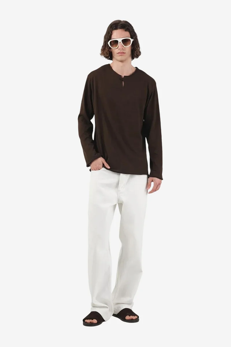 Giesto Coffee Brown GIESTO Men's Cotton Crew Neck Long Sleeve T-Shirt for Men | Best Price UAE