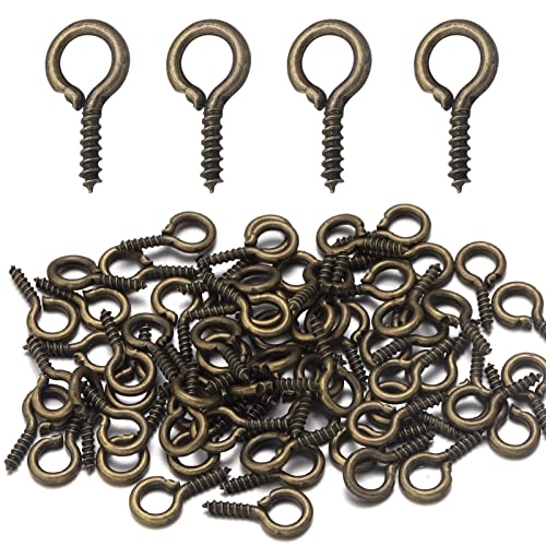 Linsoir Beads 0.55inch/7X14mm Screw Eye Pins for Jewelry Making Eyepins Hook Eyelets Screw Threaded Gold Tone Clasps Hooks for DIY Jewelry Making 200 pcs/lot - Image 1