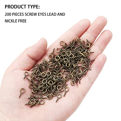 Linsoir Beads 0.55inch/7X14mm Screw Eye Pins for Jewelry Making Eyepins Hook Eyelets Screw Threaded Gold Tone Clasps Hooks for DIY Jewelry Making 200 pcs/lot - Image 4