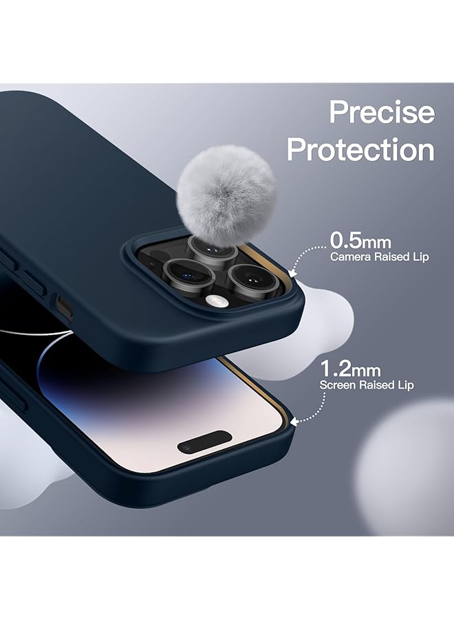 Jetech Silicone Case For Iphone 14 Pro 6.1 Inch Silky Soft Touch Full Body Protective Phone Case Shockproof Cover With Microfiber Lining Navy - Image 5