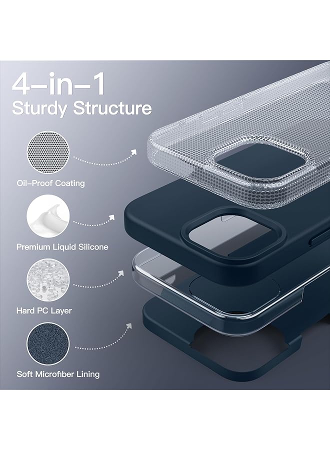 Jetech Silicone Case For Iphone 14 Pro 6.1 Inch Silky Soft Touch Full Body Protective Phone Case Shockproof Cover With Microfiber Lining Navy - Image 3