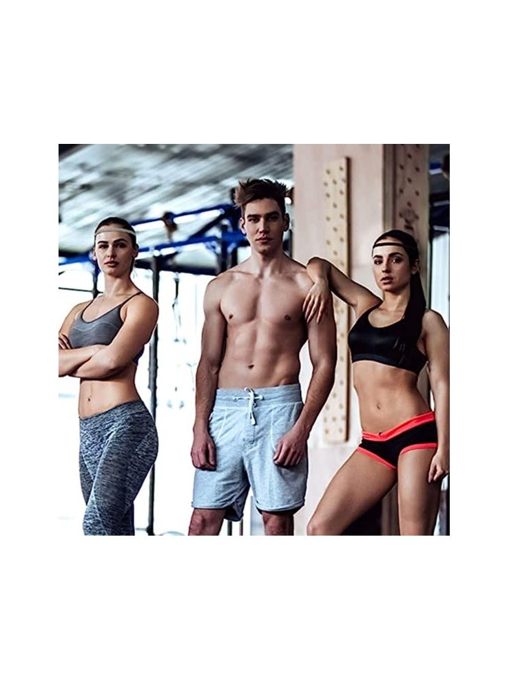 Loquat Head Band Elastic 4 Pieces Thick Non-Slip Elastic Sport Headbands Hair Headbands for Women and Men (Black, Grey) - Image 5