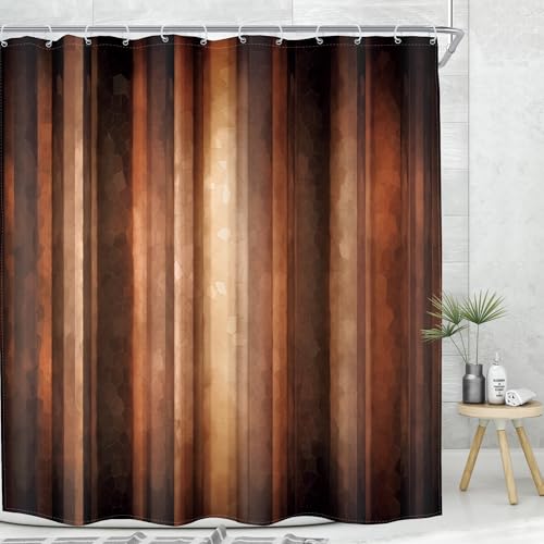 MESHELLY Rustic Brown Striped Shower Curtain 72Wx72H, Abstract Ombre Design in Earth Tones (Rust, Tan, Clay, Bronze),Vintage Modern Farmhouse Bathroom Decor with 12 Hooks - Image 3