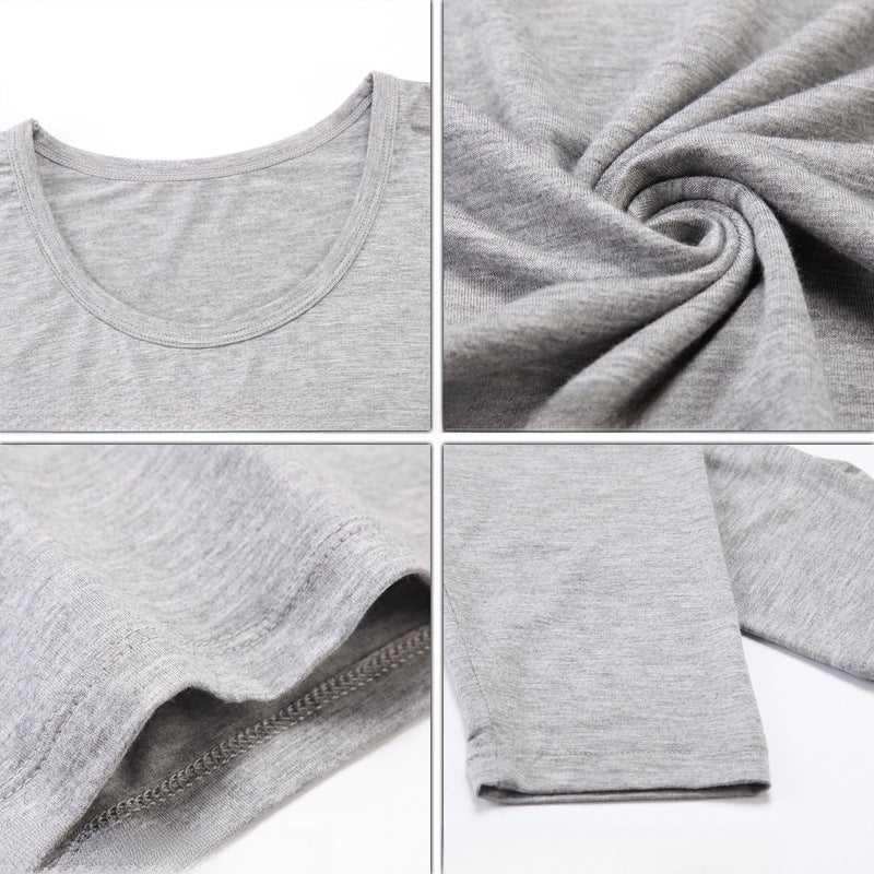 Modal Mens Autumn Clothes Thin Base Top Large Size Long Sleeve Round Neck Basic Thermal Underwear Cotton Sweater Sweater Black