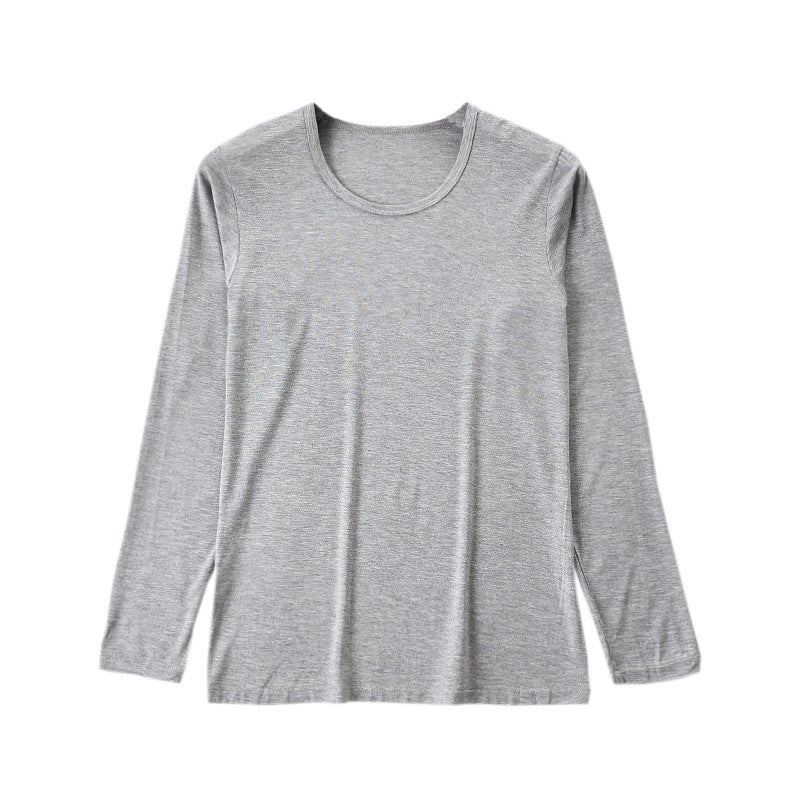 Modal Mens Autumn Clothes Thin Base Top Large Size Long Sleeve Round Neck Basic Thermal Underwear Cotton Sweater Sweater Black