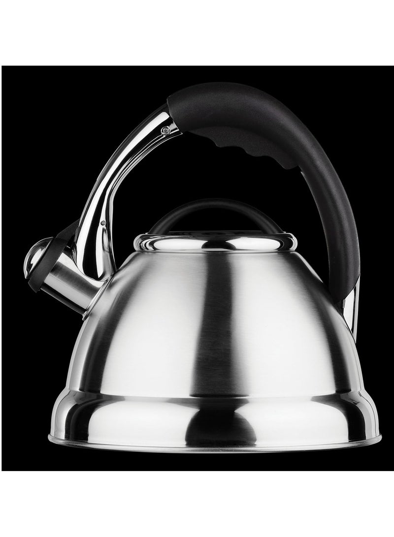 Whistle Tea Kettle 3L Stainless Steel with Encapsulated Bottom Whistle Kettle Stovetop Kettle Durable and Versatile: The stainless steel body with aluminum base allows for use on any stovetop. The lid ring on the pot makes a sound when the water boils, reminding you that the job is done. Add a charming vintage touch to your kitchen with this elegant kettle, complete with a hot spout. Oversized spout, pouring/injecting water solves the problem. 3-ply composite bottom for faster heat collection and more efficient heat collection Stylish Design: Shiny stainless steel details, this is a modern touch that fits into any kitchen. - Image 3