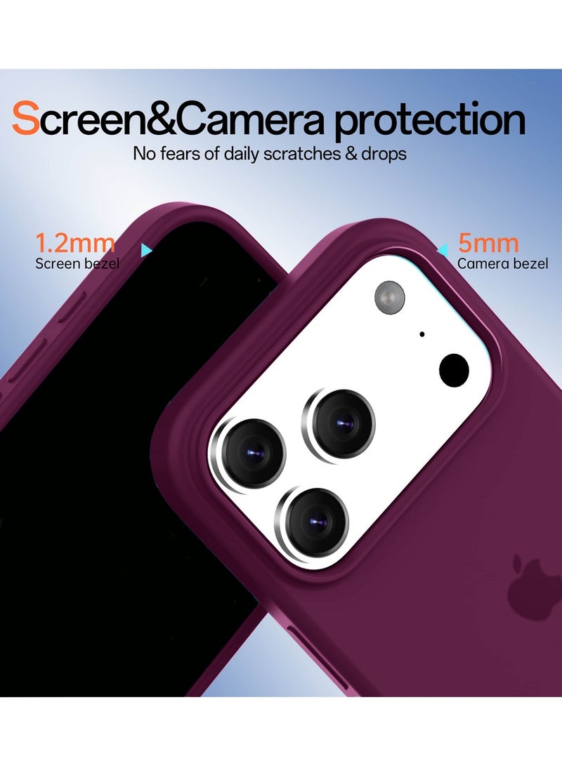 Wtech Apple iPhone 17 Pro 5G 2025 Luxury Premium Quality Liquid Silicone Case Cover (MCRPSN) - Plum - Image 3