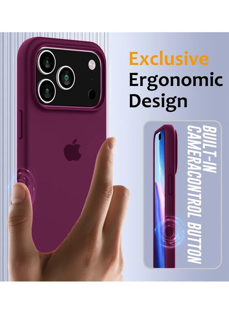 Wtech Apple iPhone 17 Pro 5G 2025 Luxury Premium Quality Liquid Silicone Case Cover (MCRPSN) - Plum - Image 4