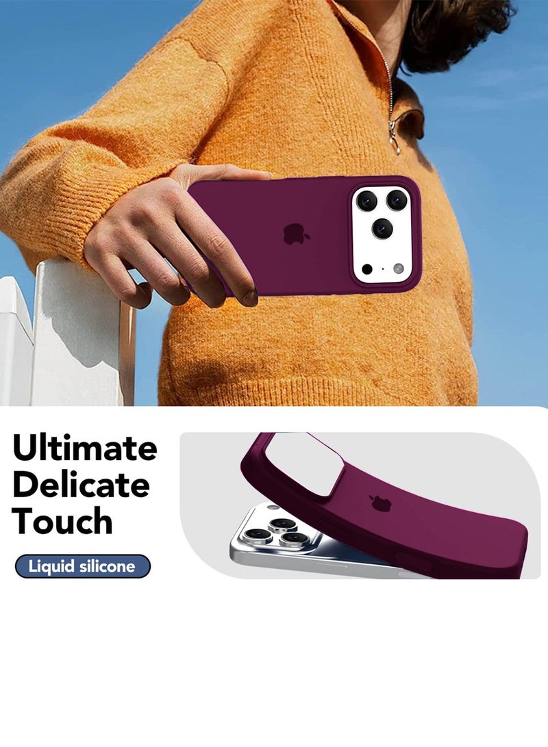 Wtech Apple iPhone 17 Pro 5G 2025 Luxury Premium Quality Liquid Silicone Case Cover (MCRPSN) - Plum - Image 2