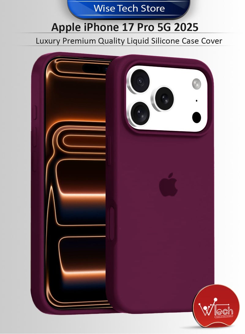 Wtech Apple iPhone 17 Pro 5G 2025 Luxury Premium Quality Liquid Silicone Case Cover (MCRPSN) - Plum - Image 1