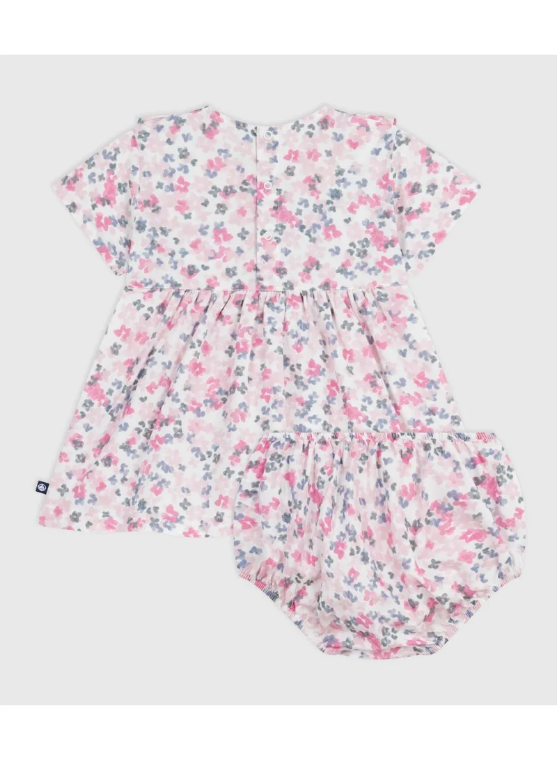 Petit Bateau Babies' short-sleeved printed cotton dress with matching bloomers