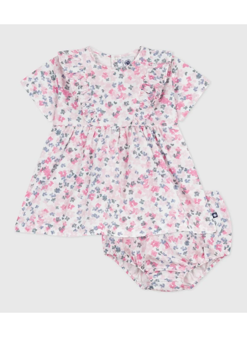 Petit Bateau Babies' short-sleeved printed cotton dress with matching bloomers