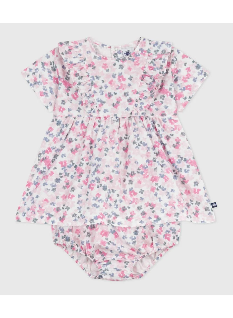 Petit Bateau Babies' short-sleeved printed cotton dress with matching bloomers