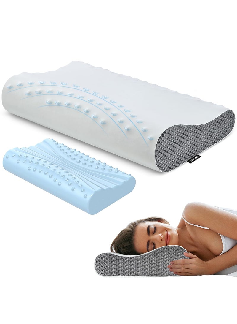 SYOSI Memory Foam Neck Pillow for Sleeping, Cooling Pillow, Contour Pillows for Neck and Shoulder Pain Relief, Ergonomic Orthopedic Cervical Pillow for Side Back Stomach Sleepers, 2 Height Options - Image 1