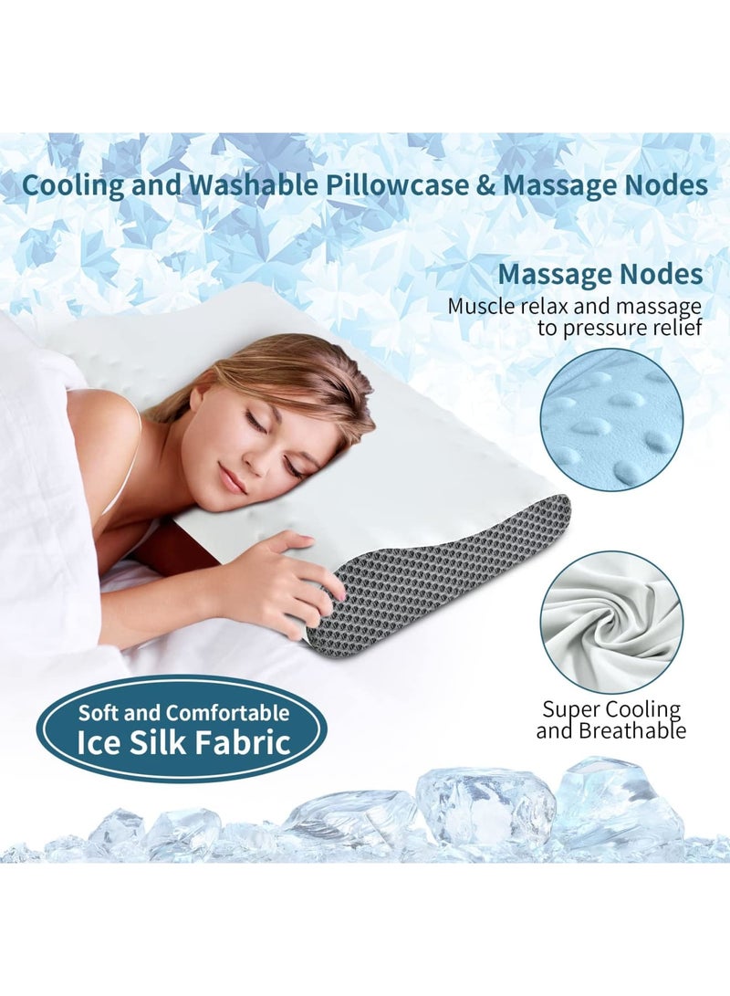 SYOSI Memory Foam Neck Pillow for Sleeping, Cooling Pillow, Contour Pillows for Neck and Shoulder Pain Relief, Ergonomic Orthopedic Cervical Pillow for Side Back Stomach Sleepers, 2 Height Options - Image 2