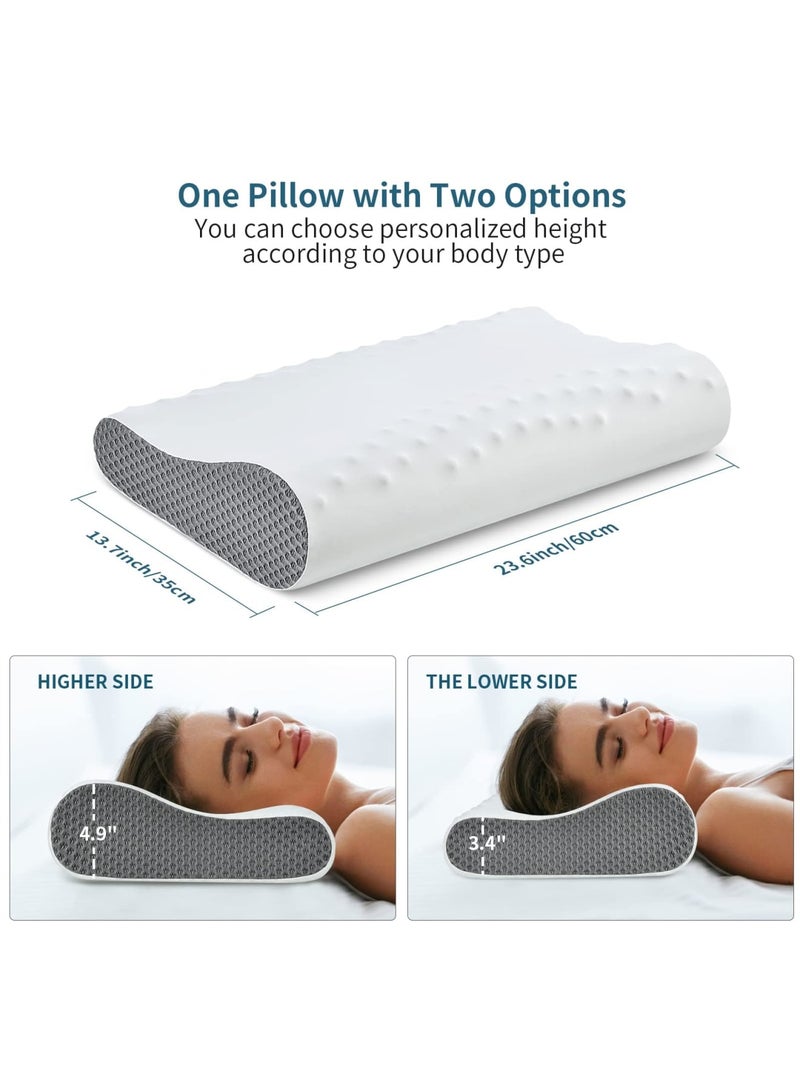 SYOSI Memory Foam Neck Pillow for Sleeping, Cooling Pillow, Contour Pillows for Neck and Shoulder Pain Relief, Ergonomic Orthopedic Cervical Pillow for Side Back Stomach Sleepers, 2 Height Options - Image 5