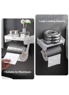 EHOME Toilet Paper Holder Wall Mount Tissue Paper Roll Holder with Shelf Storage Organizer for Washroom, Bathroom  - Image 4