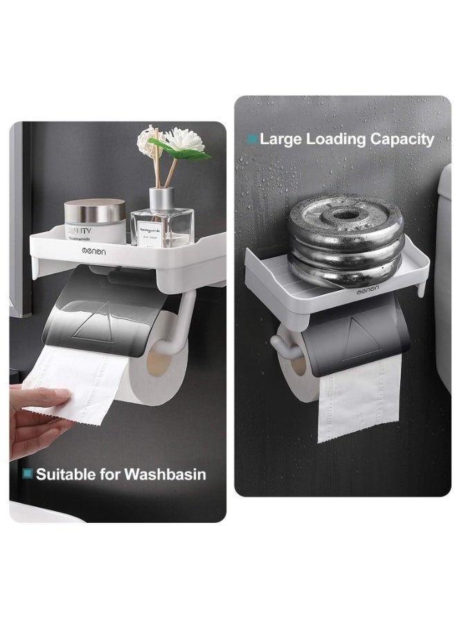 Toilet Paper Holder Wall Mount Tissue Paper Roll Holder with Shelf Storage Organizer for Washroom, Bathroom