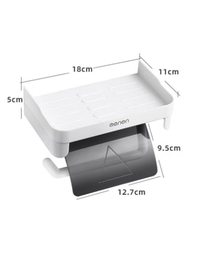 Toilet Paper Holder Wall Mount Tissue Paper Roll Holder with Shelf Storage Organizer for Washroom, Bathroom