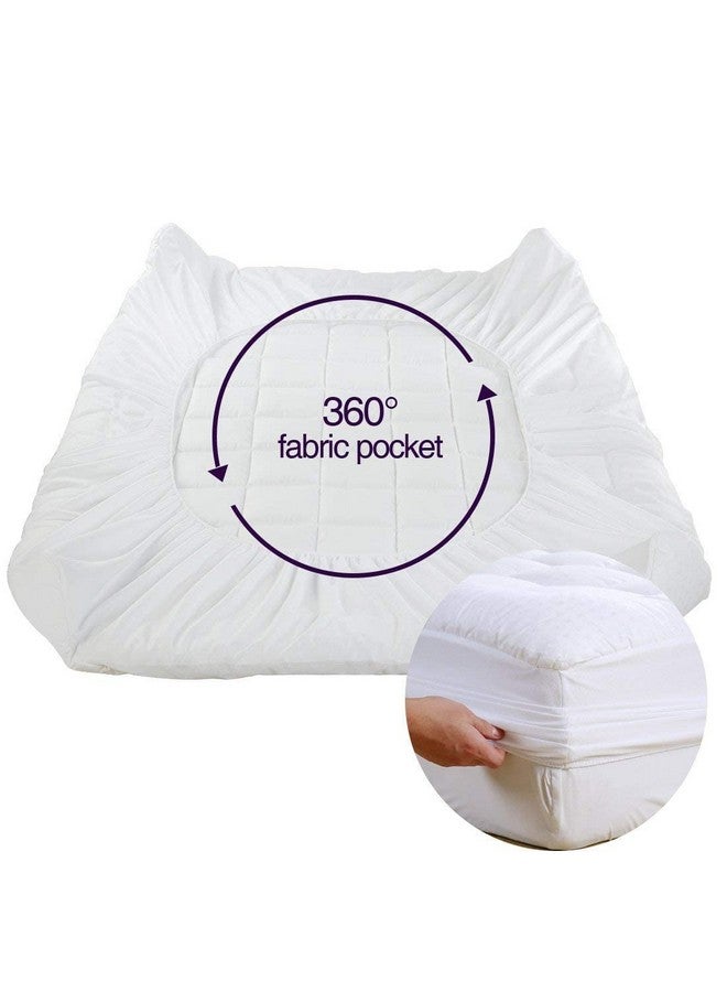 EASELAND EASELAND Twin Size Mattress Pad Pillow Top Mattress Cover Quilted Fitted Cooling Protector Single Cotton Top 8-21" Deep Pocket (39x75 Inches, White)  - Image 5