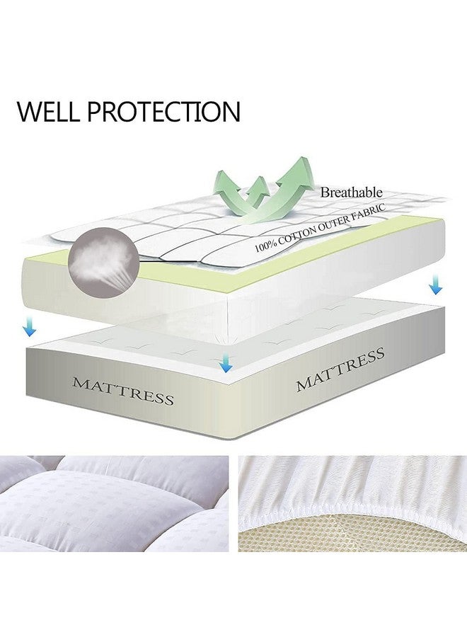 EASELAND EASELAND Twin Size Mattress Pad Pillow Top Mattress Cover Quilted Fitted Cooling Protector Single Cotton Top 8-21" Deep Pocket (39x75 Inches, White)  - Image 3